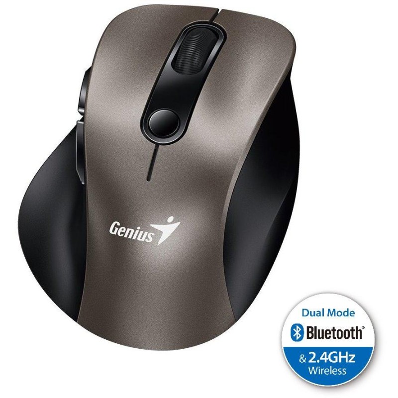 GENIUS Ergo 9000S Champagne Titanium/ duální Bluetooth + 2,4GHz/ 2400 dpi/ bezdrátová/ tichá/ titanová