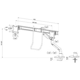 Neomounts DS75S-950BL2/Držák displeje/na stůl/17-27"/svorka+průch./VESA 100X100/nosn.2x8kg/plyn.píst/2 dis