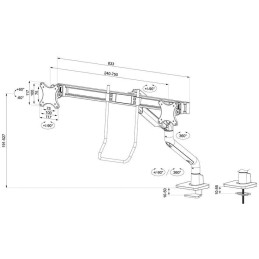 Neomounts DS75S-950WH2/Držák displeje/na stůl/17-27"/svorka+průch./VESA 100X100/nosn.2x8kg/plyn.píst/2 dis