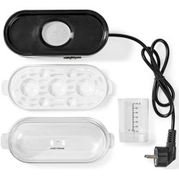 NEDIS vařič vajec/ pro 3 vejce/ odměrka/ hliník/ černý