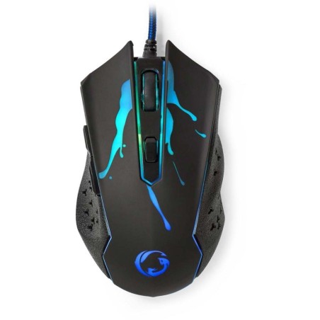 NEDIS herní myš GMWD210BK/ drátová/ optická/ podsvícená/ 3600dpi/ 6tlačítková/ USB/ černá