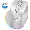 GENIUS Ergo 9000S Pro Pearl White/podwójny Bluetooth + 2,4 GHz/2400 dpi/bezprzewodowy/6 przycisków/ładowalny/RGB/biały