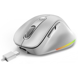GENIUS Ergo 9000S Pro Pearl White/ duální Bluetooth + 2,4GHz/ 2400 dpi/ bezdrátová/ 6tlačítková/ dobíjecí/ RGB/ bílá