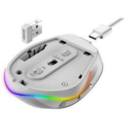 GENIUS Ergo 9000S Pro Pearl White/ duální Bluetooth + 2,4GHz/ 2400 dpi/ bezdrátová/ 6tlačítková/ dobíjecí/ RGB/ bílá