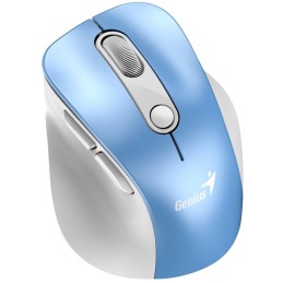 GENIUS Ergo 9000S Pro Light Blue/ duální Bluetooth + 2,4GHz/ 2400 dpi/ bezdrátová/ 6tlačítková/ dobíjecí/ RGB/ modrobílá