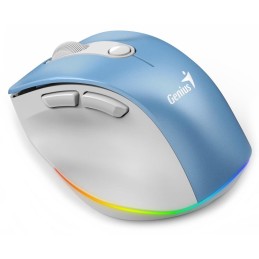 GENIUS Ergo 9000S Pro Light Blue/ duální Bluetooth + 2,4GHz/ 2400 dpi/ bezdrátová/ 6tlačítková/ dobíjecí/ RGB/ modrobílá