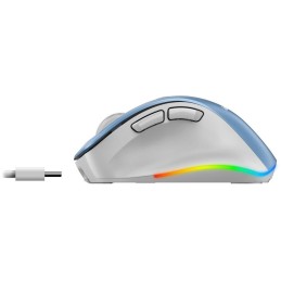 GENIUS Ergo 9000S Pro Light Blue/ duální Bluetooth + 2,4GHz/ 2400 dpi/ bezdrátová/ 6tlačítková/ dobíjecí/ RGB/ modrobílá