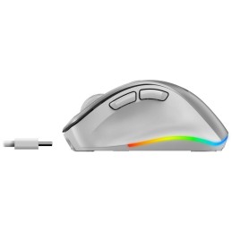 GENIUS Ergo 9000S Pro Silver/ duální Bluetooth + 2,4GHz/ 2400 dpi/ bezdrátová/ 6tlačítková/ dobíjecí/ RGB/ stříbrná