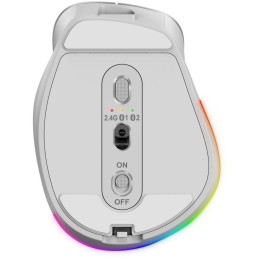 GENIUS Ergo 9000S Pro Silver/ duální Bluetooth + 2,4GHz/ 2400 dpi/ bezdrátová/ 6tlačítková/ dobíjecí/ RGB/ stříbrná