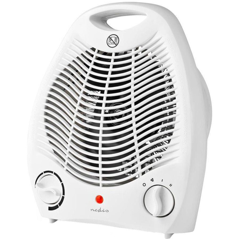 NEDIS horkovzdušný ventilátor/ termostat/ spotřeba 2000 W/ 2 tepelné režimy/ ochrana proti převrácení/ bílý