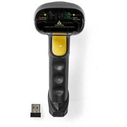 NEDIS čtečka čárových kódů/ laser/ bezdrátová/ 1D lineární/ napájení z baterie/ napájení z USB/ USB dongle/ černá