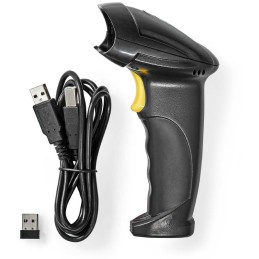 NEDIS čtečka čárových kódů/ laser/ bezdrátová/ 1D lineární/ napájení z baterie/ napájení z USB/ USB dongle/ černá