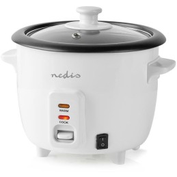 NEDIS rýžovar/ spotřeba 300 W/ objem 0,6 L/ nepřilnavý povrchy/ vyjímatelná miska/ automatické vypnutí/ bílý