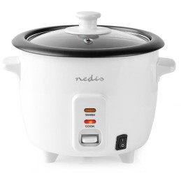 NEDIS rýžovar/ spotřeba 300 W/ objem 0,6 L/ nepřilnavý povrchy/ vyjímatelná miska/ automatické vypnutí/ bílý