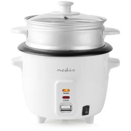 NEDIS rýžovar/ spotřeba 300 W/ objem 0,6 L/ nepřilnavý povrchy/ vyjímatelná miska/ automatické vypnutí/ bílý