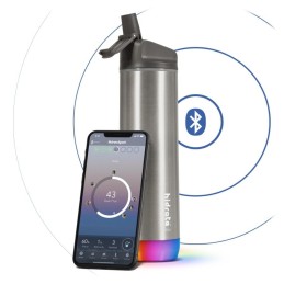 HidrateSpark – Smart-Flasche aus Edelstahl mit Strohhalm, 620 ml, Bluetooth-Tracker, Edelstahl