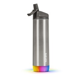 HidrateSpark – nerezová chytrá lahev s brčkem, 620 ml, Bluetooth tracker, nerezová