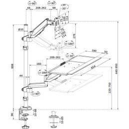 Neomounts  DS90-325BL1 / držák na stůl /pracovní místo / sezení-stání / monitor, klávesnice a myš