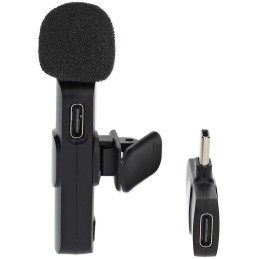 NEDIS bezdrátový mikrofon/ pro notebook / Smartphone / Tablet/ vypínač/ USB-C zásuvka/ kabel 1,8m/ černý