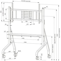 Neomounts FL50-575BL1 Neomounts MOVE Go XL Mobile Floor Stand (fast install, height adjustable), black