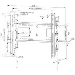Neomounts WL35-750BL16 Neomounts LEVEL-750 Wall Mount (XL, 125 kg, tiltable, tilt guard, connectable, VESA 600x400)