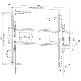 Neomounts WL35-750BL18 Neomounts LEVEL-750 Wall Mount (XL, 125 kg, tiltable, tilt guard, connectable, VESA 800x600)