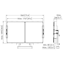 Vogels Postranní tabule 75" pro elektrický lift RISE s montáží podlaha-stěna, křídla bílá zvenku, zelená zevnitř