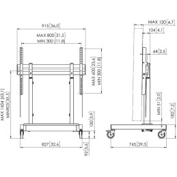 Vogels RISE Elektrický pojízdný TV lift, pojízdný pro displej 65-86", nosnost 100 kg, rychlost 50 mm/s, černý