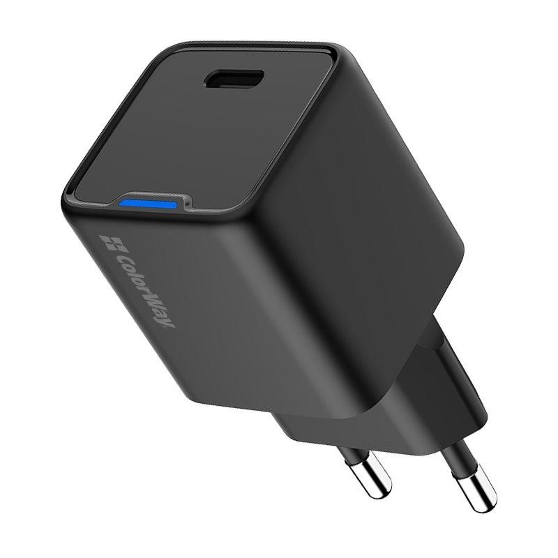 COLORWAY 1x USB-C/ síťová nabíječka/ GaN/ PD/ PPS/ 25W/ Černá