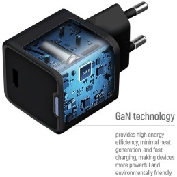 COLORWAY 1x USB-C/ síťová nabíječka/ GaN/ PD/ PPS/ 25W/ Černá
