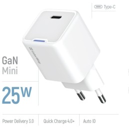 COLORWAY 1x USB-C/ síťová nabíječka/ GaN/ PD/ PPS/ 25W/ Bílá