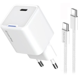 COLORWAY 1x USB-C/ síťová nabíječka/ GaN/ PD/ PPS/ 25W/ Včetně 100cm kabelu/ Bílá