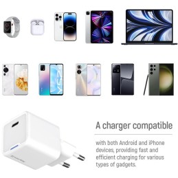 COLORWAY 1x USB-C/ síťová nabíječka/ GaN/ PD/ PPS/ 25W/ Včetně 100cm kabelu/ Bílá