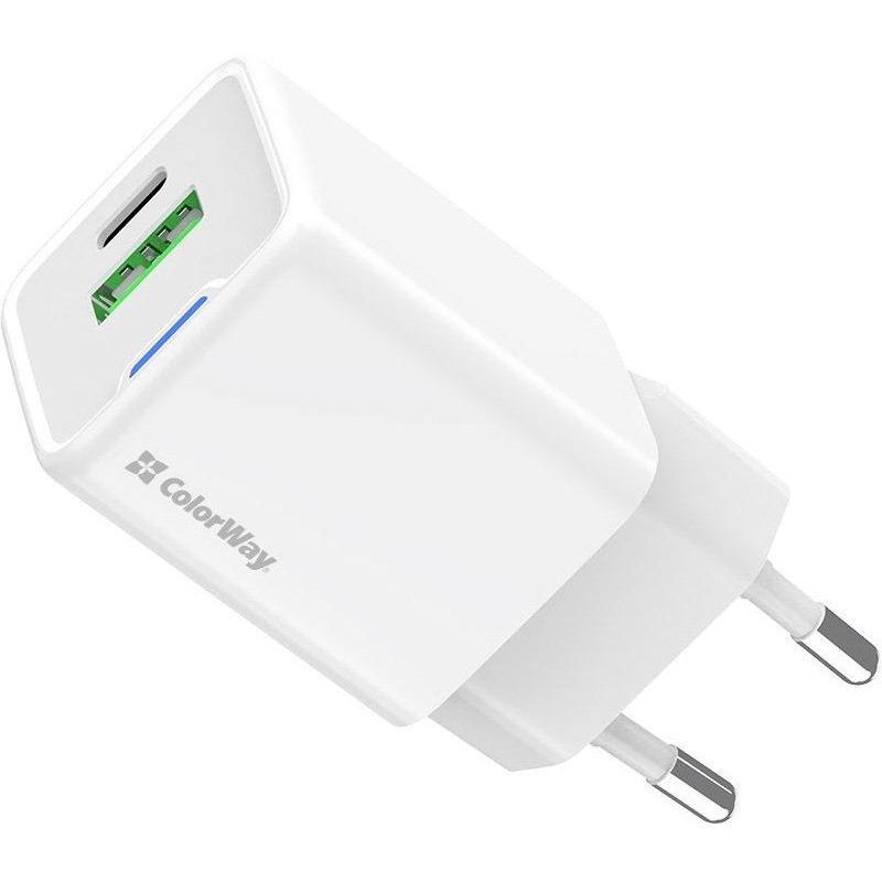 COLORWAY 1x USB-C/ síťová nabíječka/ GaN/ PD/ PPS/ QC/ 30W/ Bílá
