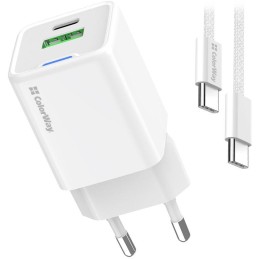 COLORWAY 1x USB-C/ síťová nabíječka/ GaN/ PD/ PPS/ QC/ 30W/ Včetně 100cm kabelu/ Bílá