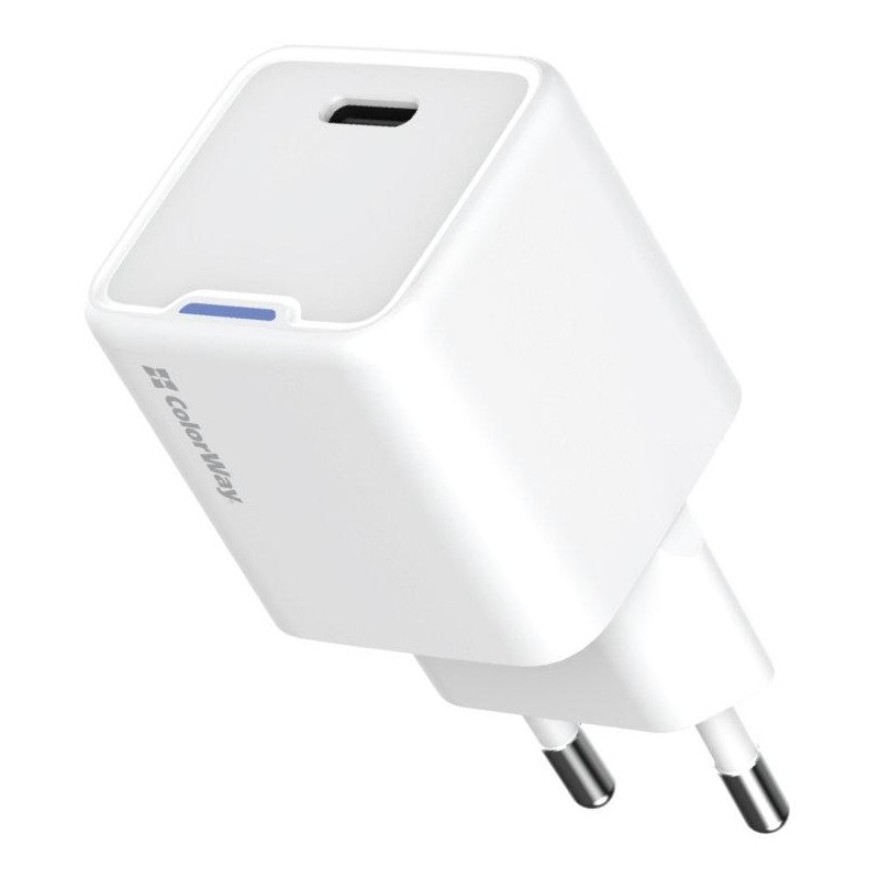 COLORWAY 1x USB-C/ síťová nabíječka/ GaN/ PD/ PPS/ 30W/ Bílá