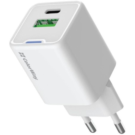 COLORWAY 1x USB-C/ síťová nabíječka/ GaN/ PD/ PPS/ QC/ 35W/ Bílá