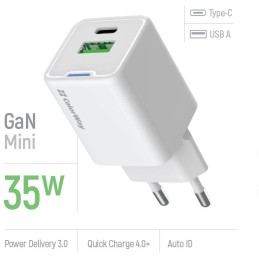 COLORWAY 1x USB-C/ síťová nabíječka/ GaN/ PD/ PPS/ QC/ 35W/ Bílá