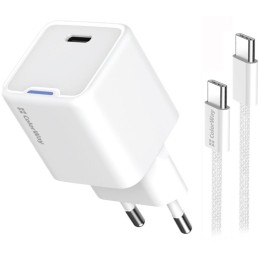 COLORWAY 1x USB-C/ síťová nabíječka/ GaN/ PD/ PPS/ 35W/ Včetně 100cm kabelu/ Bílá