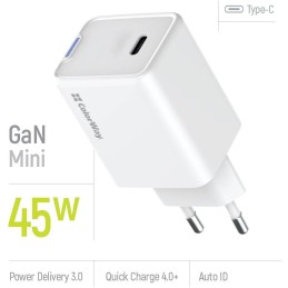 COLORWAY 1x USB-C/ síťová nabíječka/ GaN/ PD/ PPS/ 45W/ Bílá