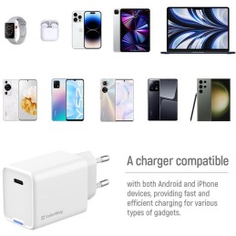 COLORWAY 1x USB-C/ síťová nabíječka/ GaN/ PD/ PPS/ 45W/ Bílá