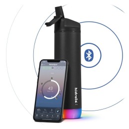 HidrateSpark – inteligentna butelka ze stali nierdzewnej ze słomką, 620 ml, tracker Bluetooth, czarna