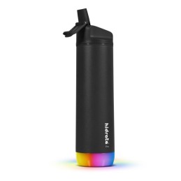 HidrateSpark – nerezová múdra fľaša so slamkou, 620 ml, Bluetooth tracker, čierna