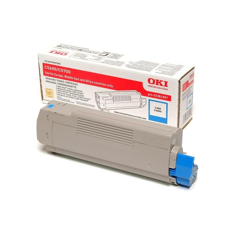 OKI originál tonerová kazeta 43381907/ C5600/ C5700/ 2000 stran/ azurová