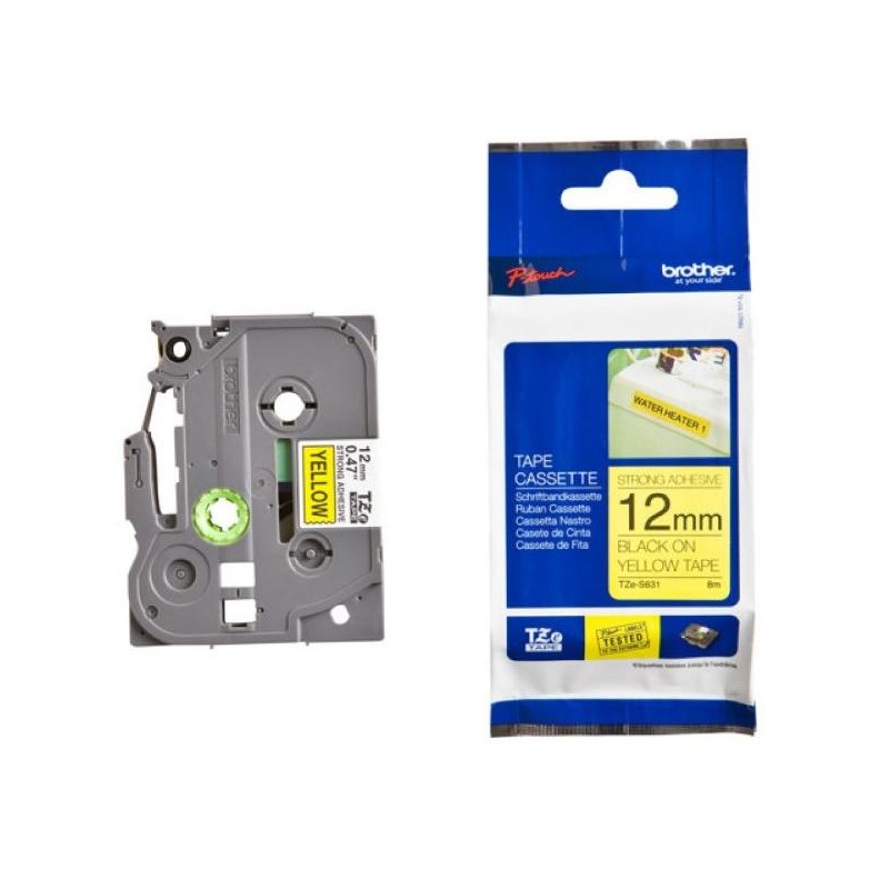 BROTHER extrémně přilnavá páska TZ-S631/ žlutá-černá/ 12mm