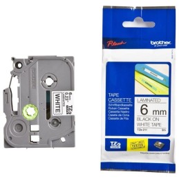 BROTHER laminovaná páska TZE-211/ bílá-černá/ 6mm