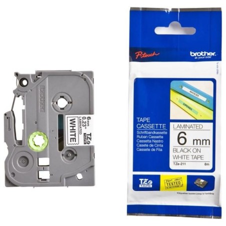 BROTHER laminovaná páska TZE-211/ bílá-černá/ 6mm