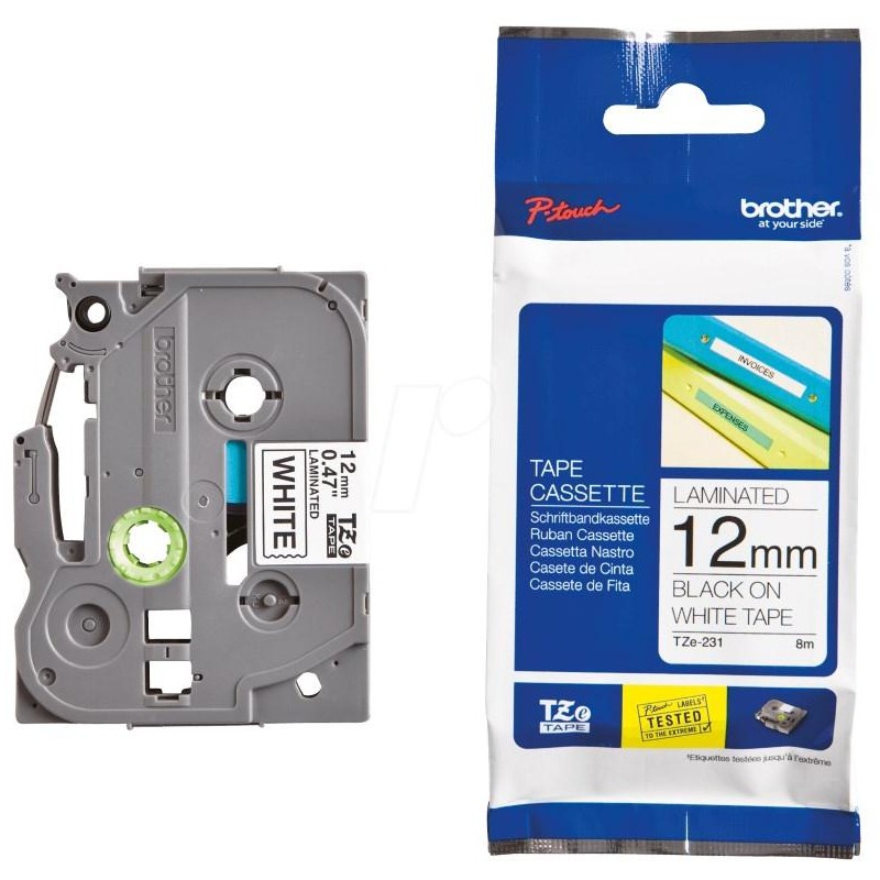 BROTHER laminovaná páska TZE-231/ bílá-černá/ 12mm