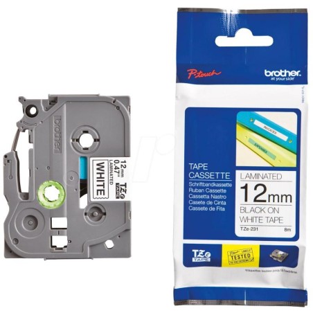 BROTHER laminovaná páska TZE-231/ bílá-černá/ 12mm