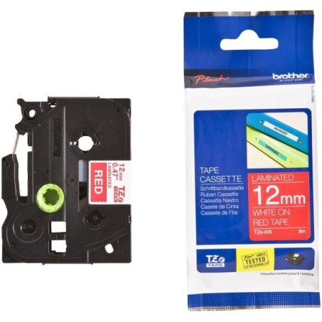 BROTHER laminovaná páska TZE-435/ červená-bílá/ 12mm
